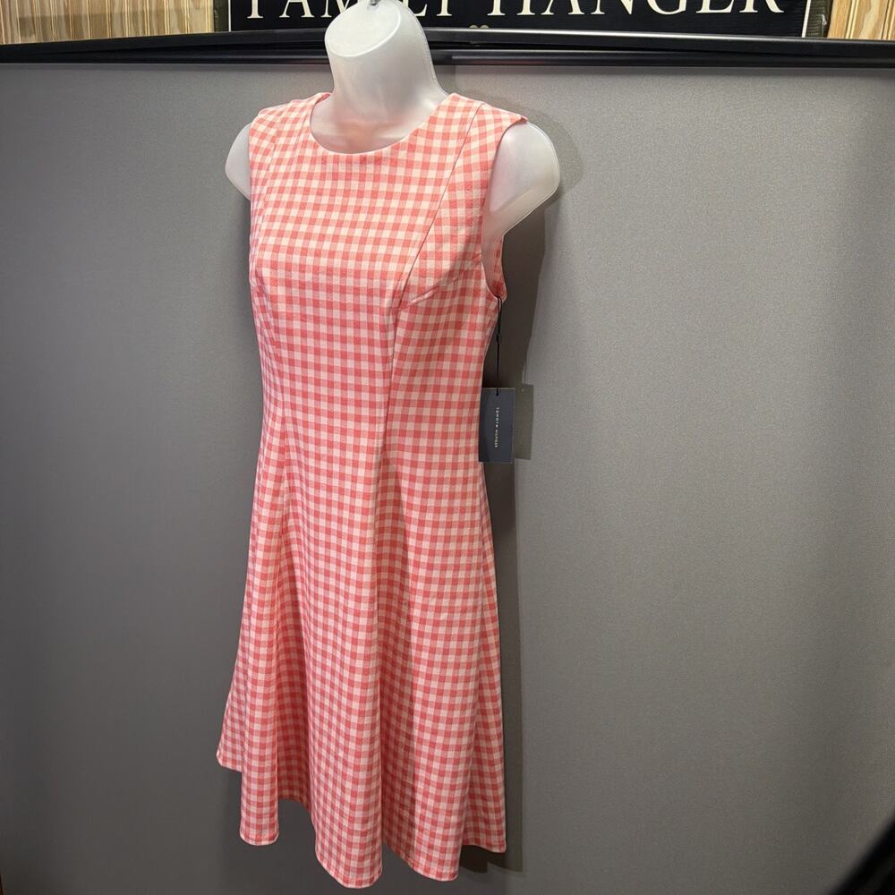 Tommy Hilfiger Dress Womens 6P Petite Pink Gingham Sleeveless Fit Flare NWT - Picture 3 of 12